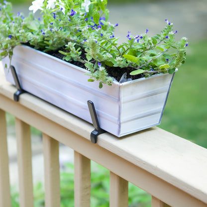 ACHLA 6in Flower Box Bracket for 2x4 Railing | Wrought Iron Black Powdercoat | Deck, Porch & Balcony Planter Support | 1 x 7 x 4 in | Model BGK-13-08