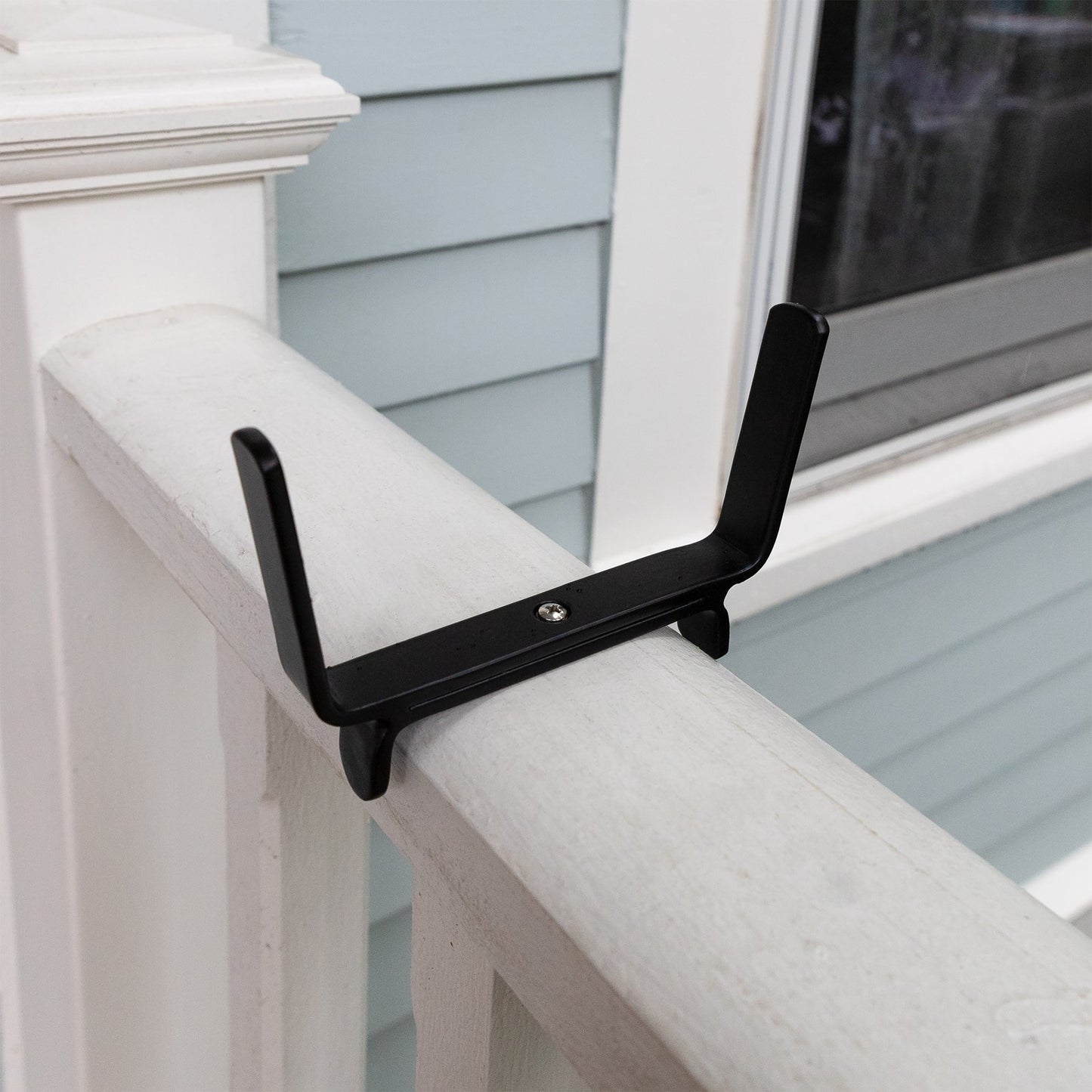 ACHLA 6in Flower Box Bracket for 2x4 Railing | Wrought Iron Black Powdercoat | Deck, Porch & Balcony Planter Support | 1 x 7 x 4 in | Model BGK-13-08