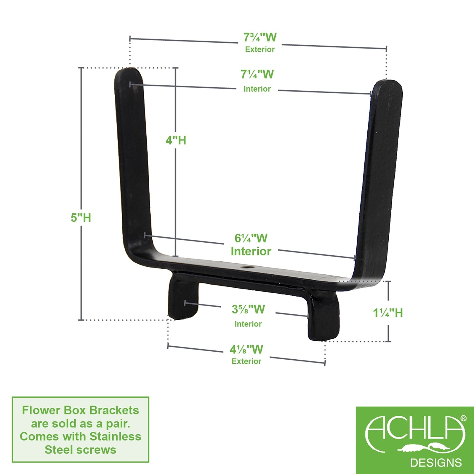 ACHLA Deck Bracket I Wrought Iron Flower Box Bracket | Black Wrought Iron | Deck & Patio Railing Planter Support | 6.25 x 5 in | Model BGK-13