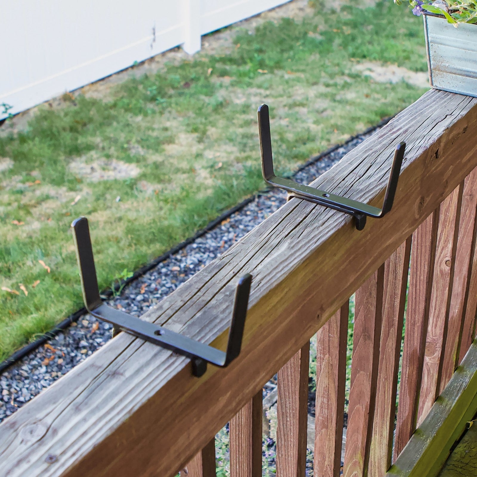 ACHLA Deck Bracket I Wrought Iron Flower Box Bracket | Black Wrought Iron | Deck & Patio Railing Planter Support | 6.25 x 5 in | Model BGK-13