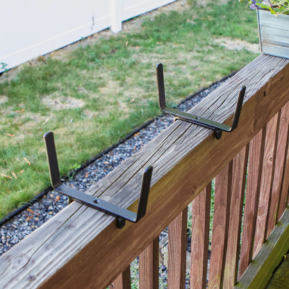 ACHLA Deck Bracket I Wrought Iron Flower Box Bracket | Black Wrought Iron | Deck & Patio Railing Planter Support | 6.25 x 5 in | Model BGK-13