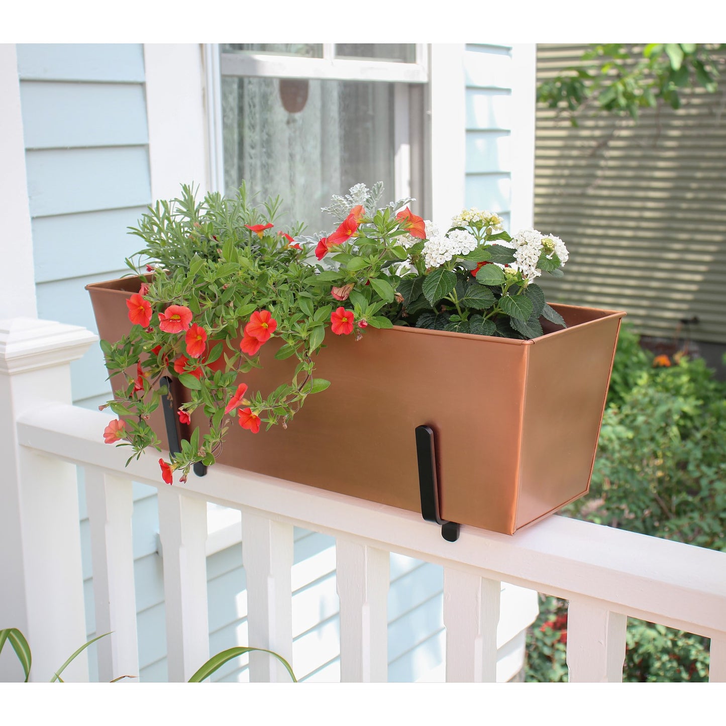 ACHLA Deck Bracket I Wrought Iron Flower Box Bracket | Black Wrought Iron | Deck & Patio Railing Planter Support | 6.25 x 5 in | Model BGK-13