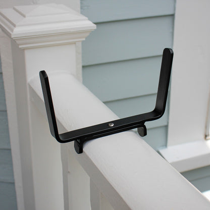 ACHLA Deck Bracket I Wrought Iron Flower Box Bracket | Black Wrought Iron | Deck & Patio Railing Planter Support | 6.25 x 5 in | Model BGK-13