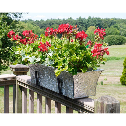 ACHLA Deck Bracket I Wrought Iron Flower Box Bracket | Black Wrought Iron | Deck & Patio Railing Planter Support | 6.25 x 5 in | Model BGK-13