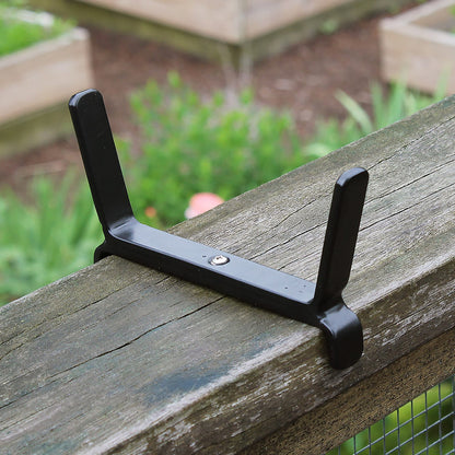 ACHLA 6in Flower Box Bracket for 2x6 Railing | Wrought Iron Black Powdercoat | Deck, Porch & Balcony Planter Support | 1 x 7 x 4 in | Model BGK-14-08