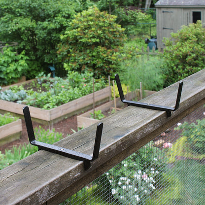 ACHLA 8in Flower Box Bracket for 2x6 Railing | Wrought Iron Black Powdercoat | Deck, Balcony & Porch Planter Support | 1 x 10 x 5 in | Model BGK-14-20