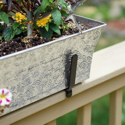 ACHLA Deck Bracket II | Wrought Iron Flower Box Bracket | For 2x6 Railing & 8in Deep Box | 6.25 x 5 x 0.75 in | Model BGK-14