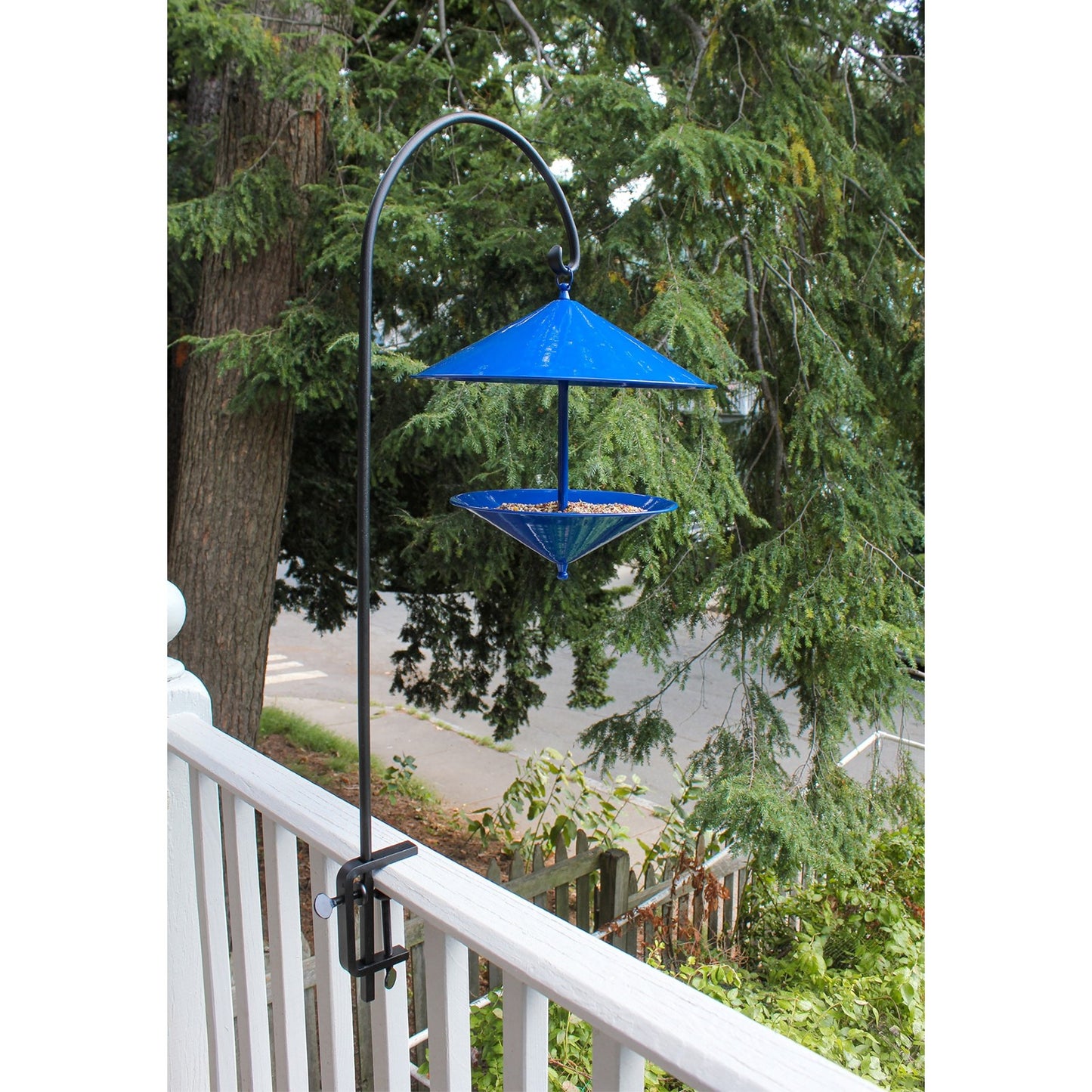 ACHLA Rail Mount Pole 40in | Black Wrought Iron | Deck & Balcony Railing Mount | 40 in H, Adjustable Height | Model BGP-07