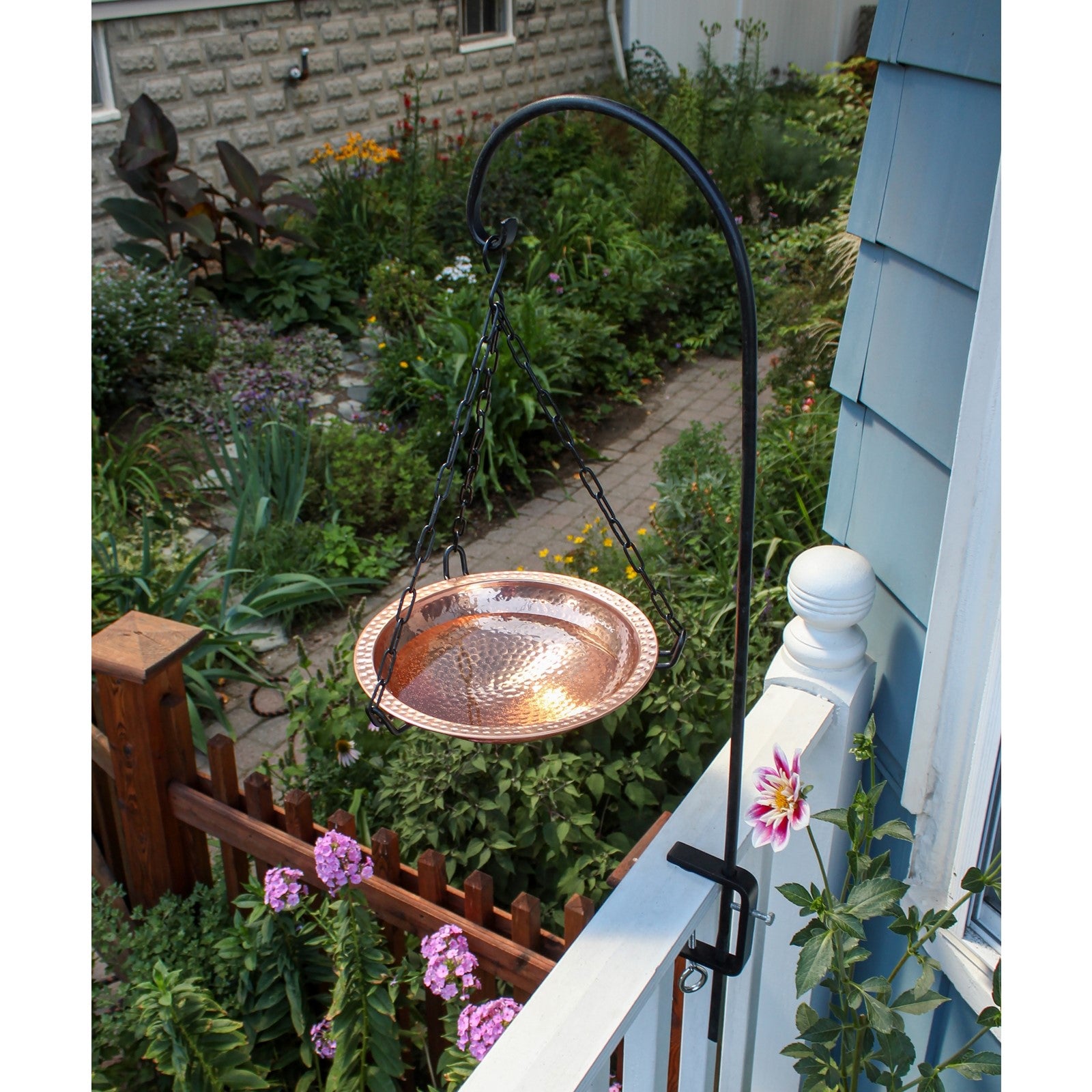 ACHLA Rail Mount Pole 40in | Black Wrought Iron | Deck & Balcony Railing Mount | 40 in H, Adjustable Height | Model BGP-07