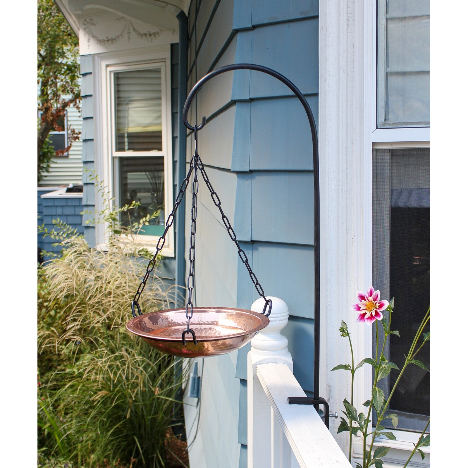 ACHLA Rail Mount Pole 40in | Black Wrought Iron | Deck & Balcony Railing Mount | 40 in H, Adjustable Height | Model BGP-07