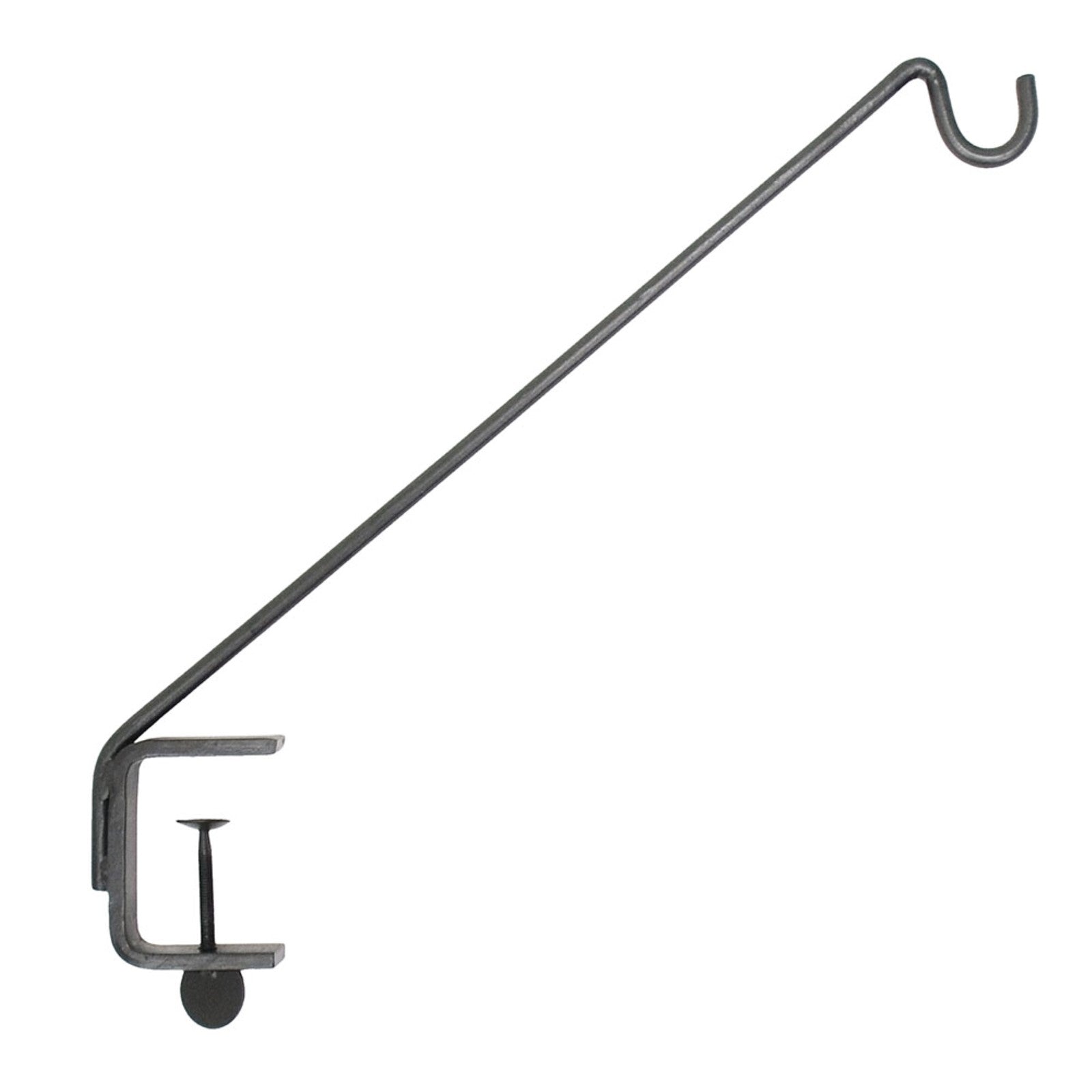 ACHLA Rail Mount Pole 24in | Black Wrought Iron | Outdoor Deck Railing & Garden Accent | 24 in H, 45° Angle | Model BGP-08