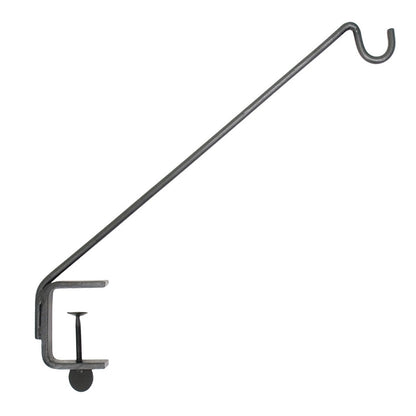 ACHLA Rail Mount Pole 24in | Black Wrought Iron | Outdoor Deck Railing & Garden Accent | 24 in H, 45° Angle | Model BGP-08