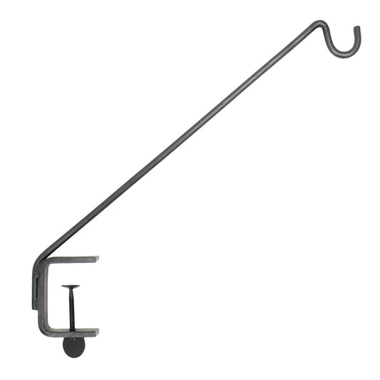 ACHLA Rail Mount Pole 24in | Black Wrought Iron | Outdoor Deck Railing & Garden Accent | 24 in H, 45° Angle | Model BGP-08