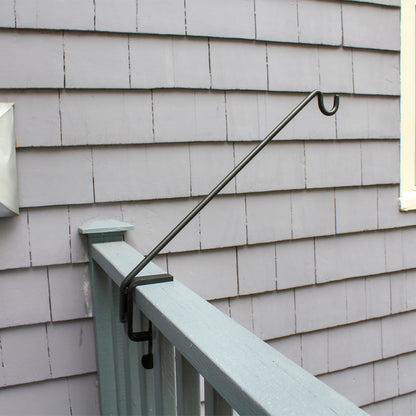 ACHLA Rail Mount Pole 24in | Black Wrought Iron | Outdoor Deck Railing & Garden Accent | 24 in H, 45° Angle | Model BGP-08