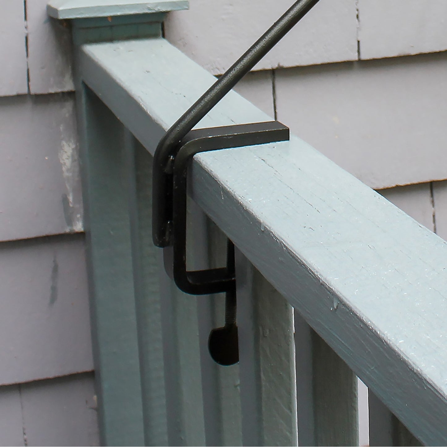 ACHLA Rail Mount Pole 24in | Black Wrought Iron | Outdoor Deck Railing & Garden Accent | 24 in H, 45° Angle | Model BGP-08
