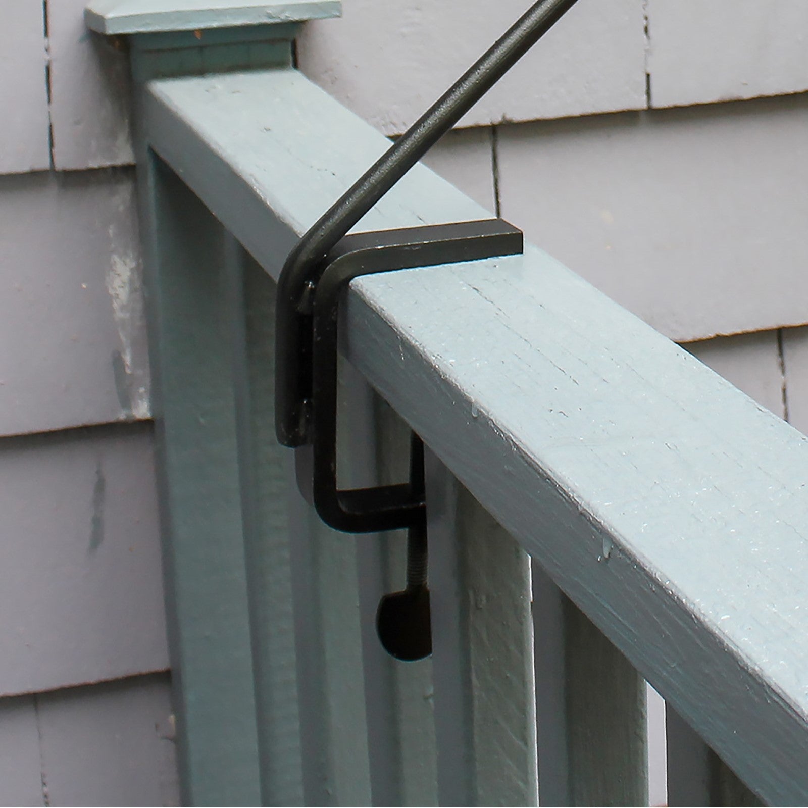 ACHLA Rail Mount Pole 24in | Black Wrought Iron | Outdoor Deck Railing & Garden Accent | 24 in H, 45° Angle | Model BGP-08