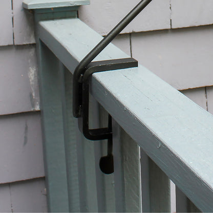 ACHLA Rail Mount Pole 24in | Black Wrought Iron | Outdoor Deck Railing & Garden Accent | 24 in H, 45° Angle | Model BGP-08