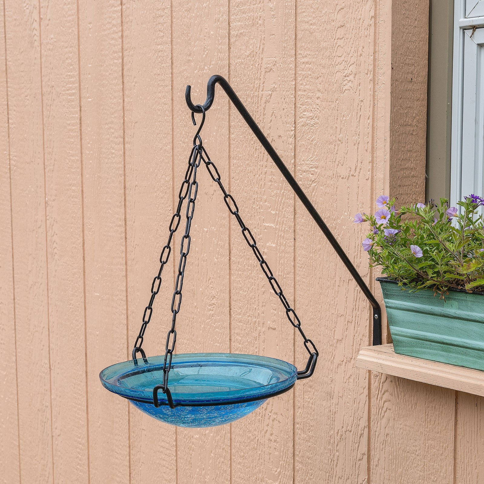 ACHLA 45 Degree Wall Mount Bracket | Black Wrought Iron | Outdoor Sign & Plant Hanger | 25 in L, 45° Angle | Model BGP-09