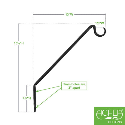 ACHLA 13in 1-Light Wall Sconce | Industrial Black Powdercoat Wrought Iron | Outdoor Patio & Deck Accent Light | 13 x 15.5 x 0.5 in | Model BGP-09S
