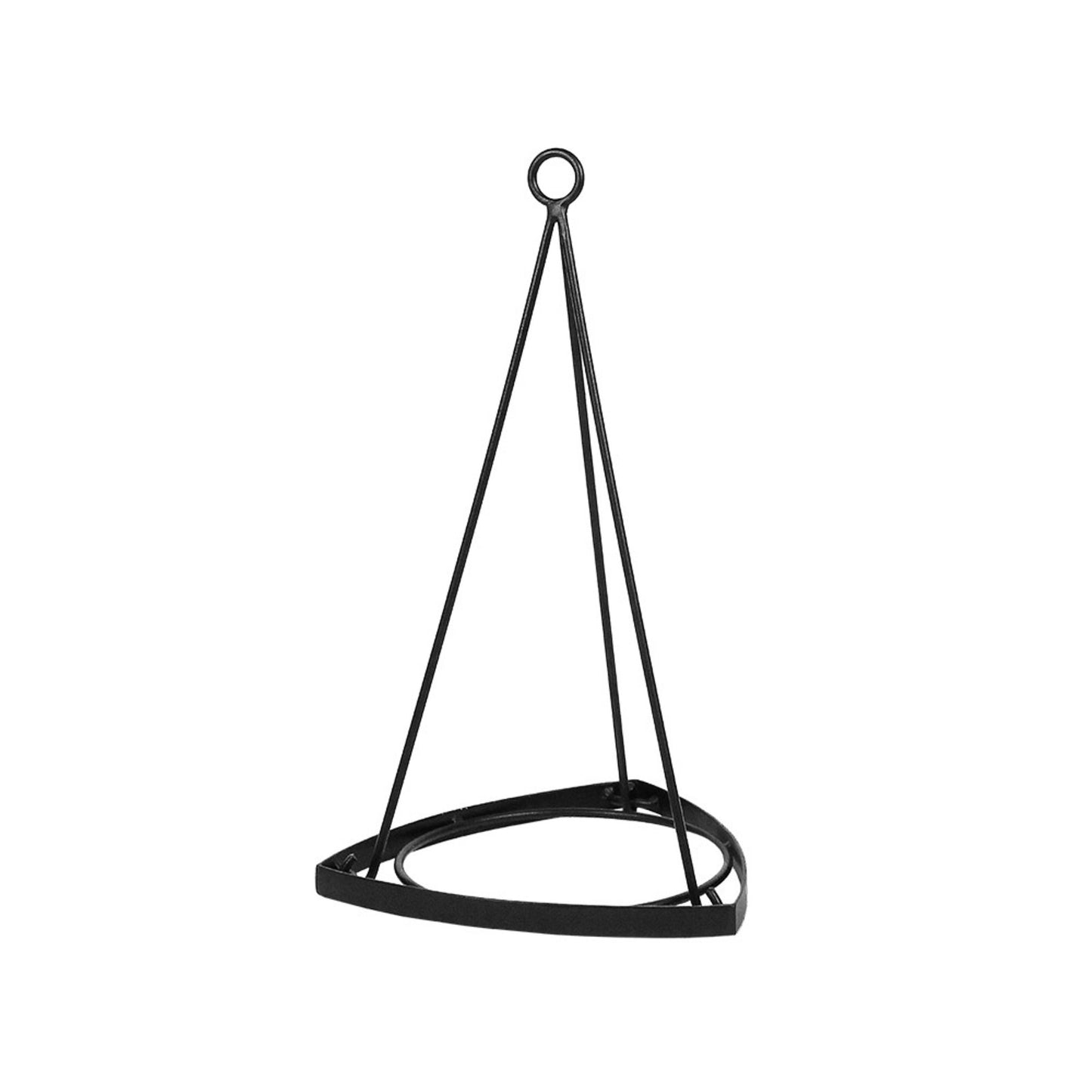 ACHLA Lina I Plant Hanger | Terra Cotta Polymer-Wood-Stone Blend Pot with Black Wrought Iron Stand | Indoor & Outdoor Hanging Planter | Model BH-01