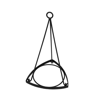 ACHLA Lina I Plant Hanger | Terra Cotta Polymer-Wood-Stone Blend Pot with Black Wrought Iron Stand | Indoor & Outdoor Hanging Planter | Model BH-01