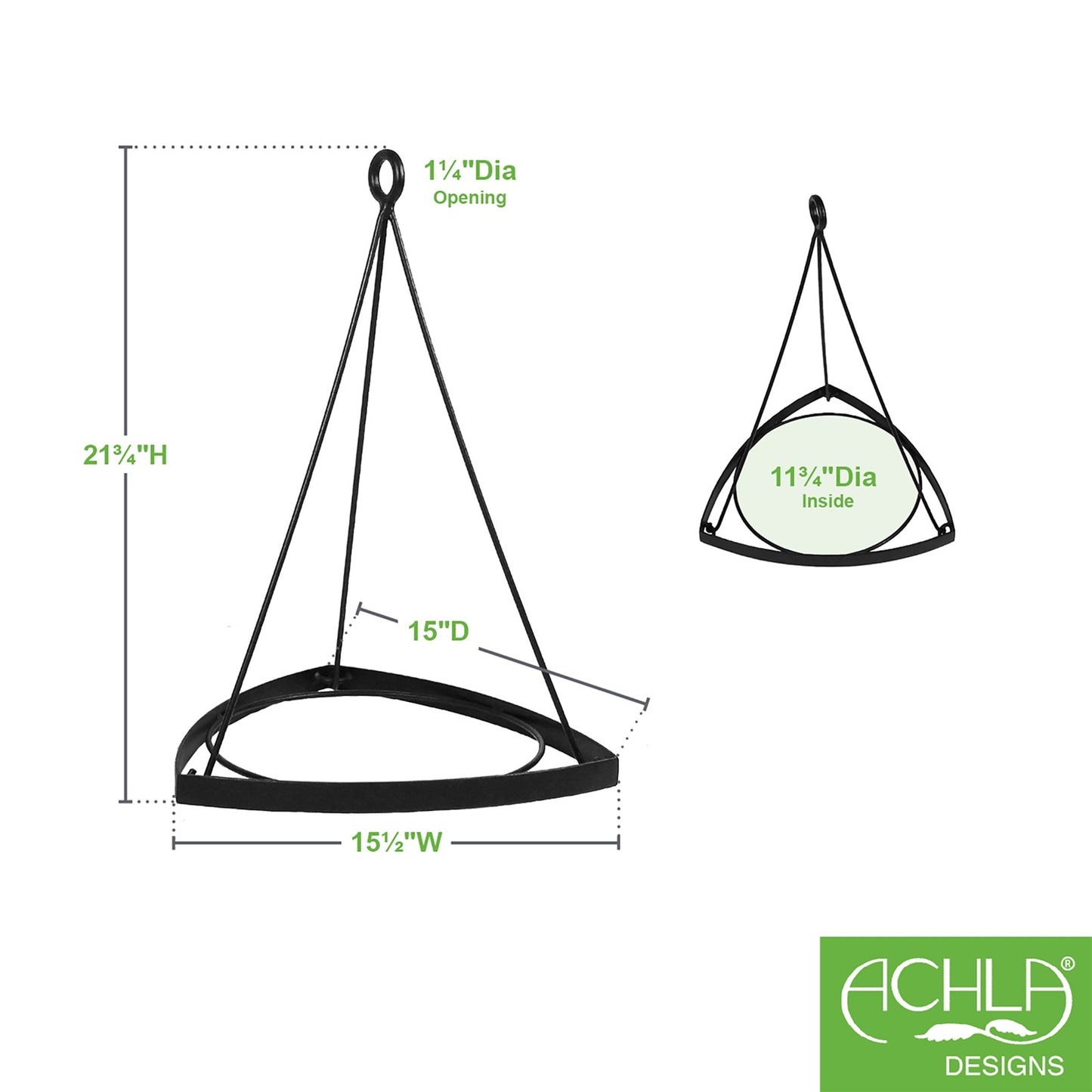 ACHLA Lina II Plant Hanger | Terra Cotta Polymer-Wood-Stone Pot with Black Wrought Iron Stand | Indoor & Outdoor Container Garden | Model BH-02