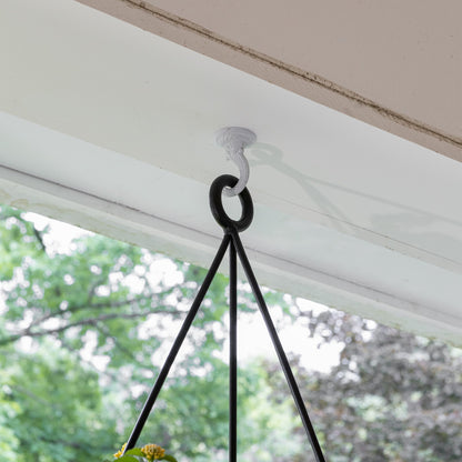 ACHLA Lina Hanging Planter II | Burnt Sienna Galvanized Steel and Black Wrought Iron | Indoor & Outdoor Container Garden | Model BH-02-64BS