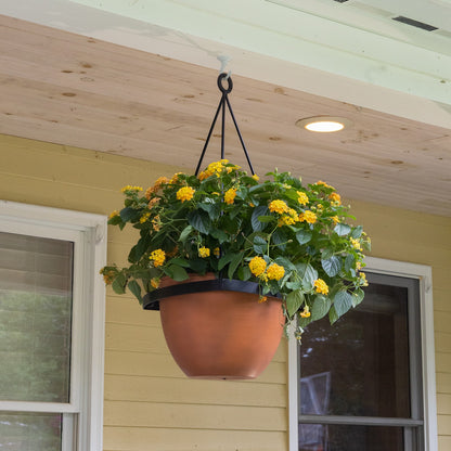 ACHLA Lina Hanging Planter II | Burnt Sienna Galvanized Steel and Black Wrought Iron | Indoor & Outdoor Container Garden | Model BH-02-64BS