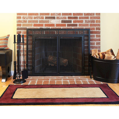 ACHLA Black Wood Bin Fireplace Log Holder | Hammered Steel Powder-Coated Finish | Hearthside Firewood Storage | 23 x 15 x 16 in | Model BIN-01BK