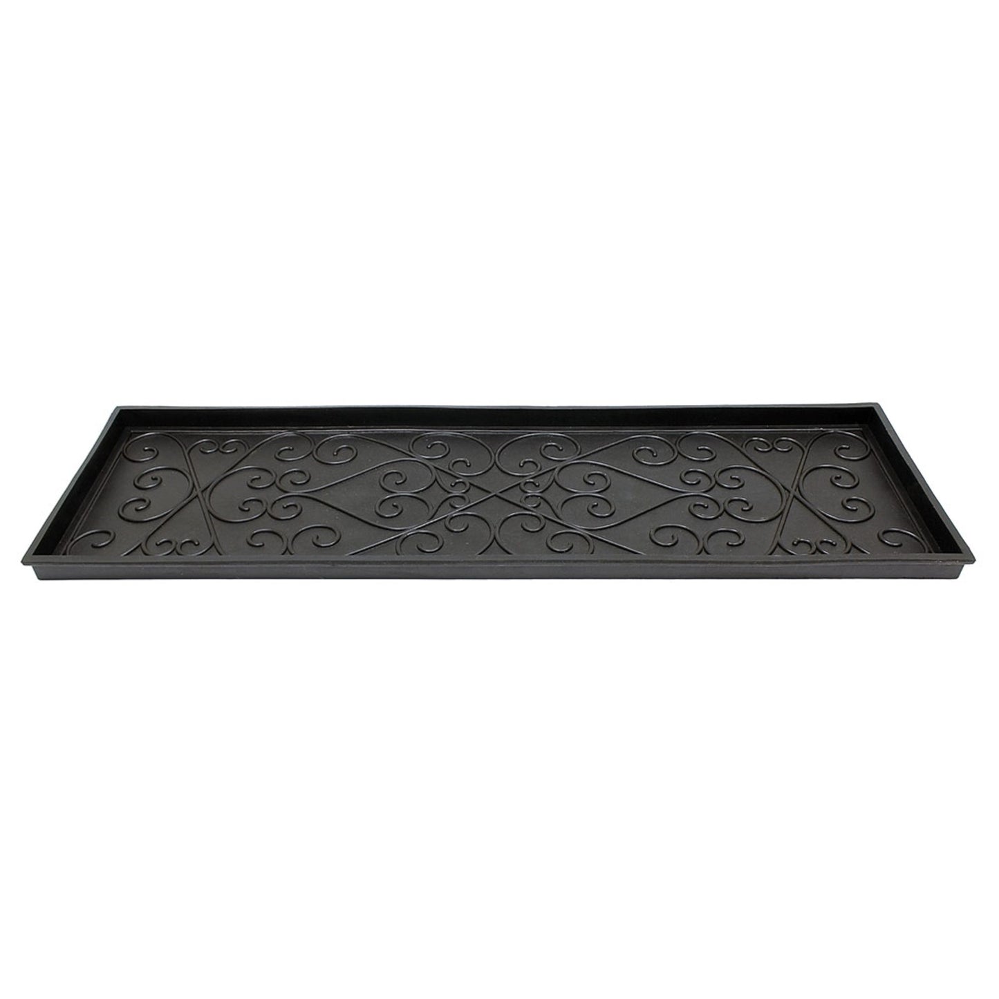 ACHLA Boot Tray Large 46in Black Rubber | Scrollwork Mudroom & Entryway Mat | 14 x 46 x 2 in | Model BT-01L