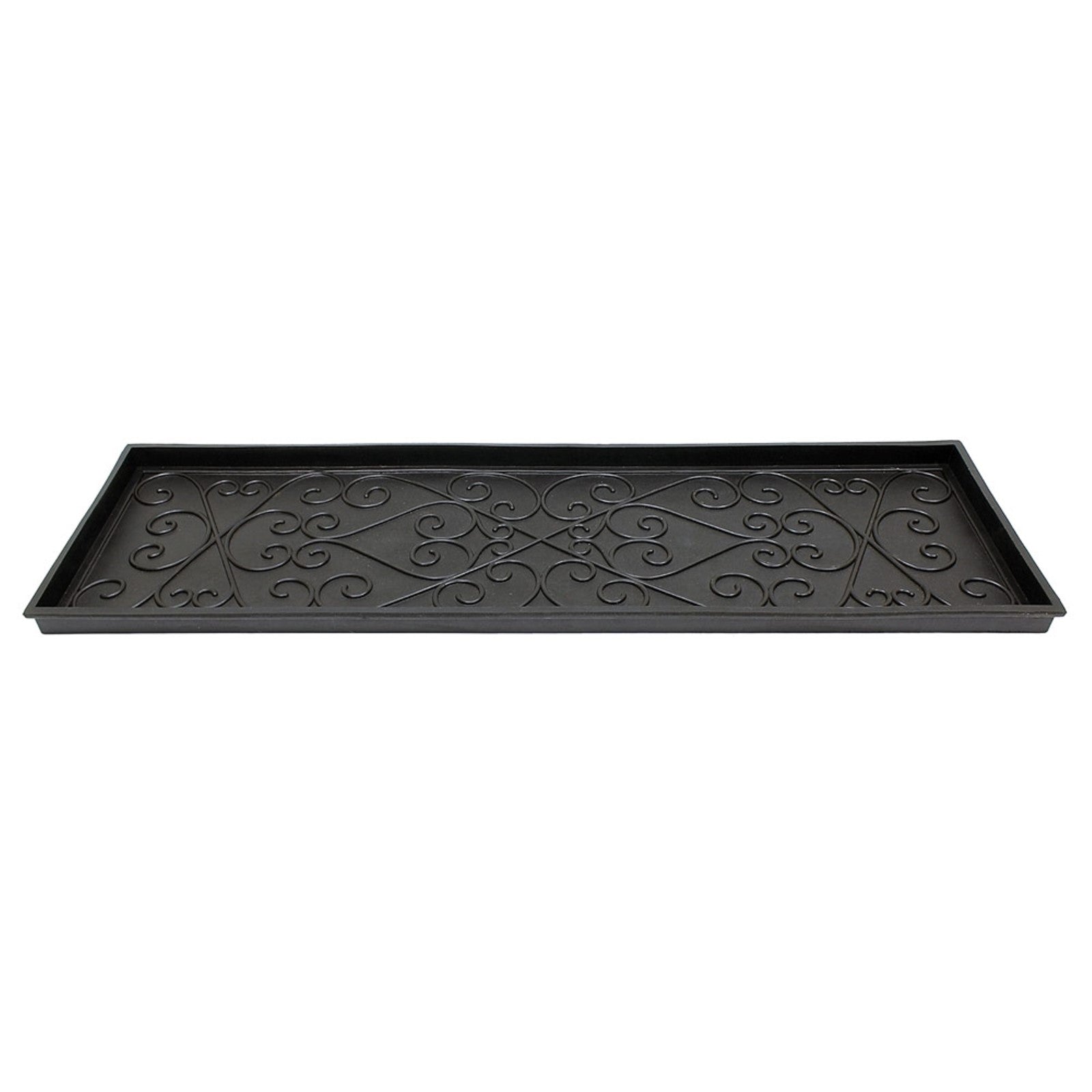 ACHLA Boot Tray Large 46in Black Rubber | Scrollwork Mudroom & Entryway Mat | 14 x 46 x 2 in | Model BT-01L