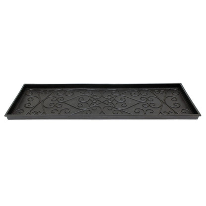 ACHLA Boot Tray Large 46in Black Rubber | Scrollwork Mudroom & Entryway Mat | 14 x 46 x 2 in | Model BT-01L