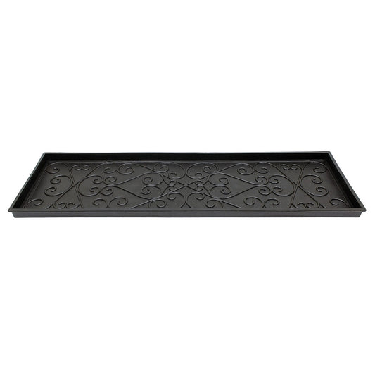 ACHLA Boot Tray Large 46in Black Rubber | Scrollwork Mudroom & Entryway Mat | 14 x 46 x 2 in | Model BT-01L