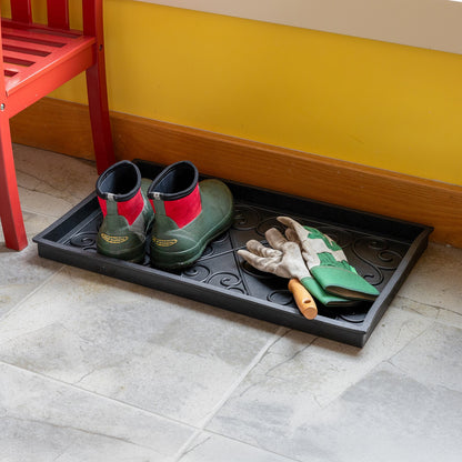 ACHLA Boot Tray Small | Black Natural Rubber | Entryway & Mudroom Catch-All | 14 x 24 x 2 in | Model BT-01S