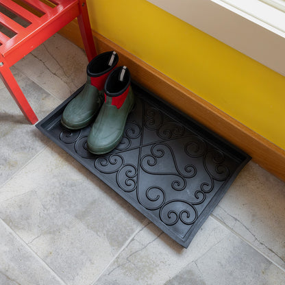 ACHLA Boot Tray Small | Black Natural Rubber | Entryway & Mudroom Catch-All | 14 x 24 x 2 in | Model BT-01S