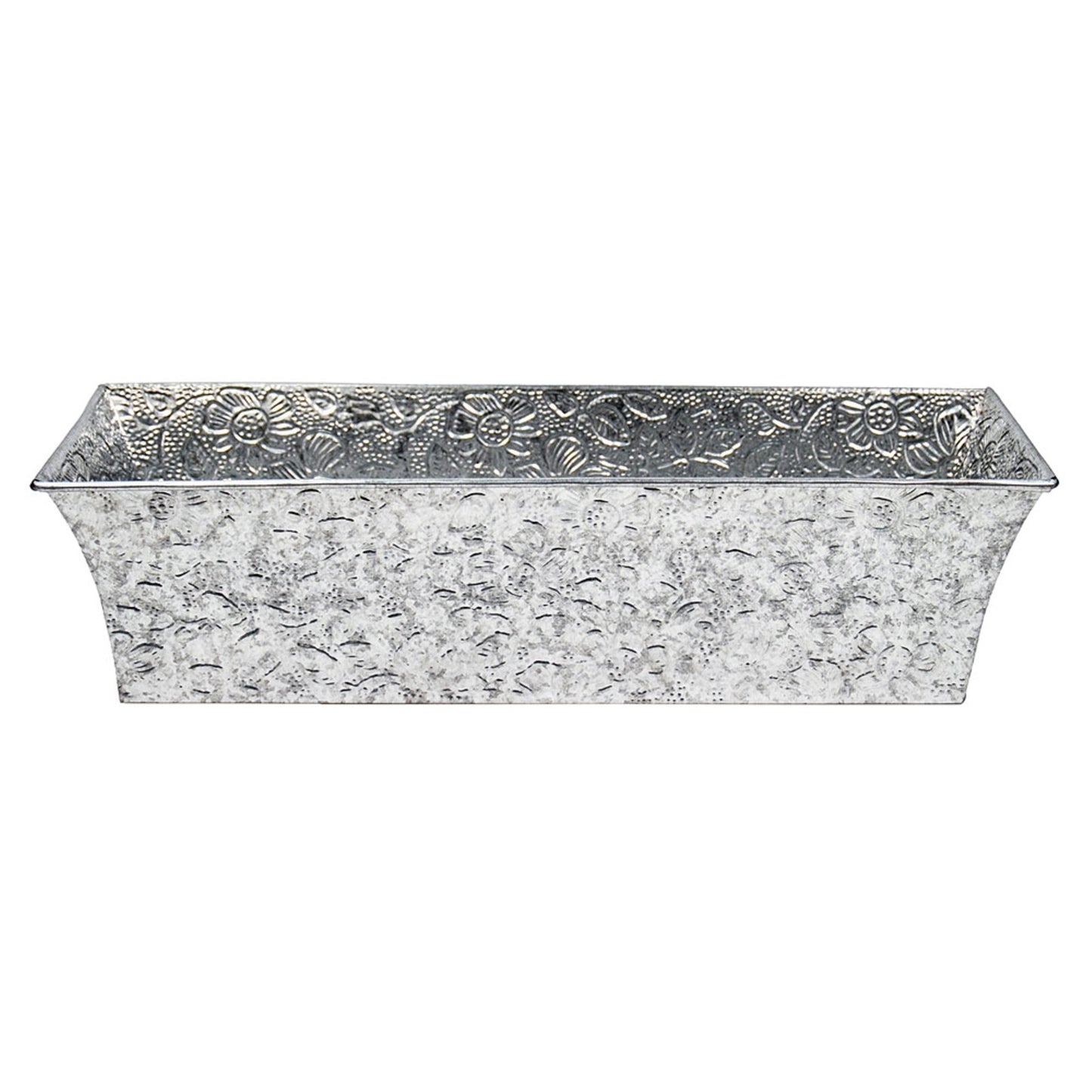 ACHLA Embossed Flower Box 24in Planter | Galvanized Steel | Outdoor Garden & Patio | 24 x 8 x 6 in | Model C-04