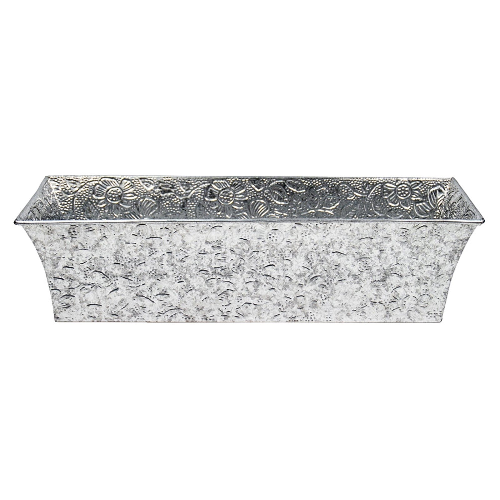 ACHLA Embossed Flower Box 24in Planter | Galvanized Steel | Outdoor Garden & Patio | 24 x 8 x 6 in | Model C-04