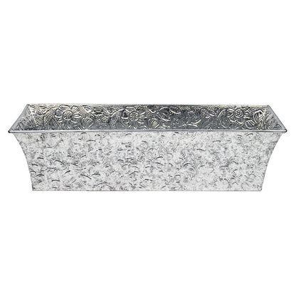 ACHLA Embossed Flower Box 24in Planter | Galvanized Steel | Outdoor Garden & Patio | 24 x 8 x 6 in | Model C-04