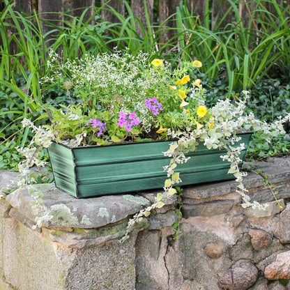ACHLA Galvanized Tin Window Box 22in | Green Patina Powder-Coated Metal | Outdoor Window & Porch Planter | 22 x 6 x 5 in | Model C-08