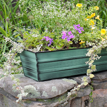 ACHLA Galvanized Tin Window Box 22in | Green Patina Powder-Coated Metal | Outdoor Window & Porch Planter | 22 x 6 x 5 in | Model C-08