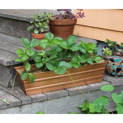 ACHLA Copper Plated Window Box Small | Rustic Tin with Copper Finish | Outdoor Deck & Window Planter | 22 x 6.25 x 5.25 in | Model C-08C