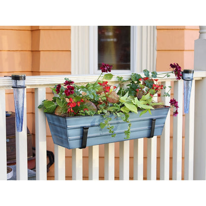 ACHLA Galvanized Steel Flower Box Planter Small | Classic Rectangular Nantucket Blue | Window Box & Balcony Container Garden | Model C-08NB