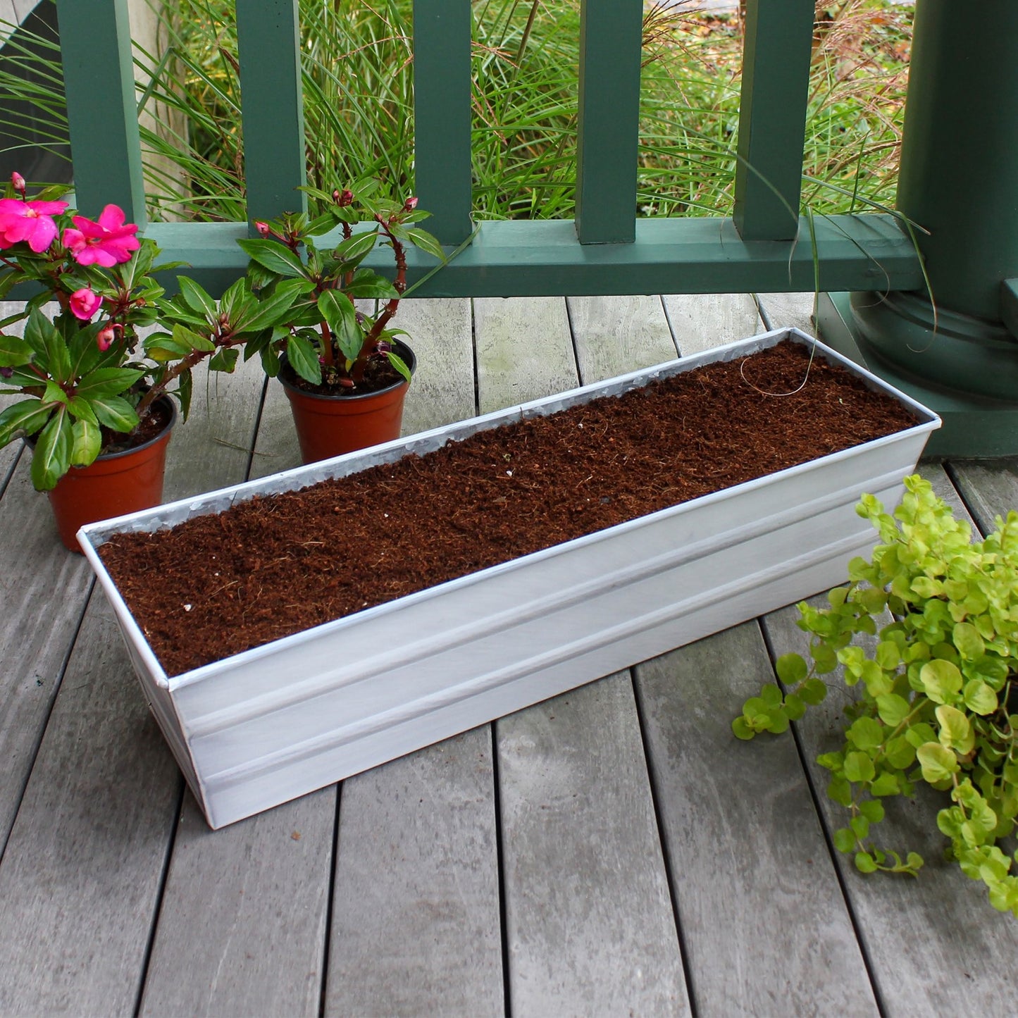 ACHLA Galvanized Steel Flower Box Planter Small 22in | Classic Cape Cod White | Window Box & Balcony Container Garden | 22 x 6 x 5 in | Model C-08W