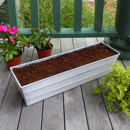 ACHLA Galvanized Steel Flower Box Planter Small 22in | Classic Cape Cod White | Window Box & Balcony Container Garden | 22 x 6 x 5 in | Model C-08W
