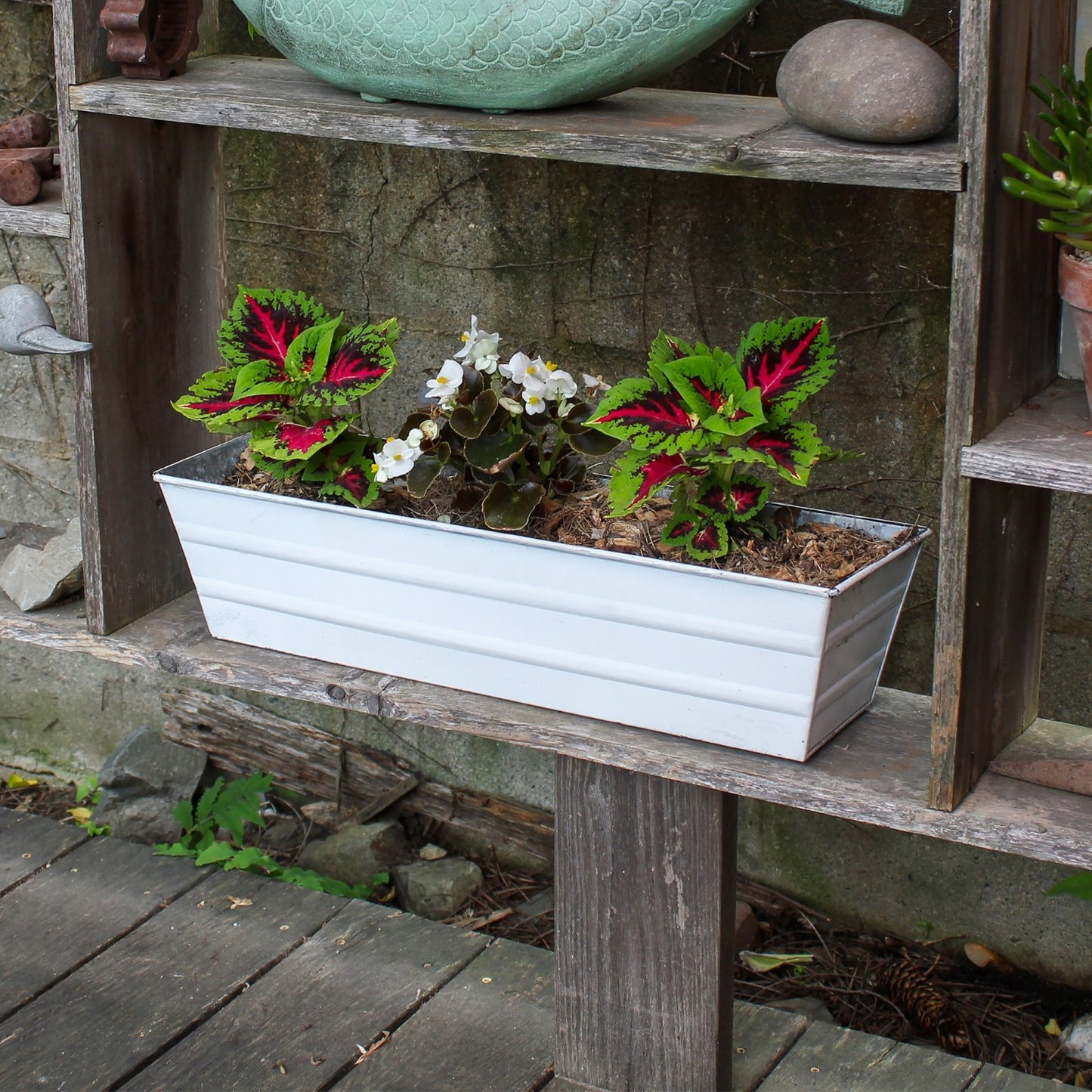 ACHLA Galvanized Steel Flower Box Planter Small 22in | Classic Cape Cod White | Window Box & Balcony Container Garden | 22 x 6 x 5 in | Model C-08W