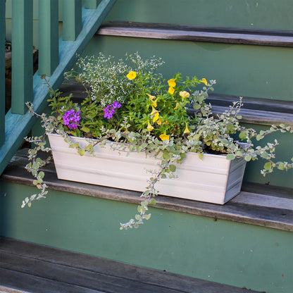 ACHLA Galvanized Steel Flower Box Planter Small 22in | Classic Cape Cod White | Window Box & Balcony Container Garden | 22 x 6 x 5 in | Model C-08W