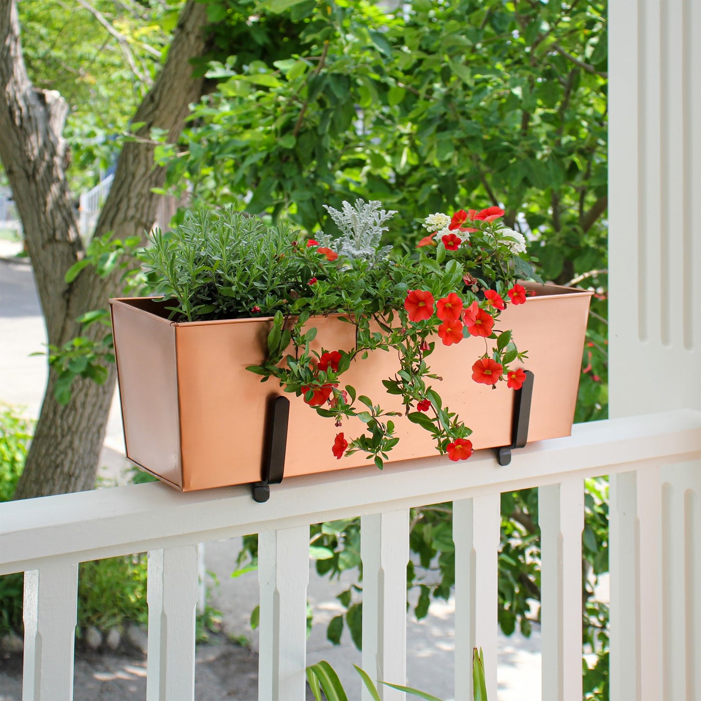ACHLA Medium Plain Flower Box | Copper Plated Steel | Window Box & Balcony Planter | 8 x 23 x 8 in | Model C-09C
