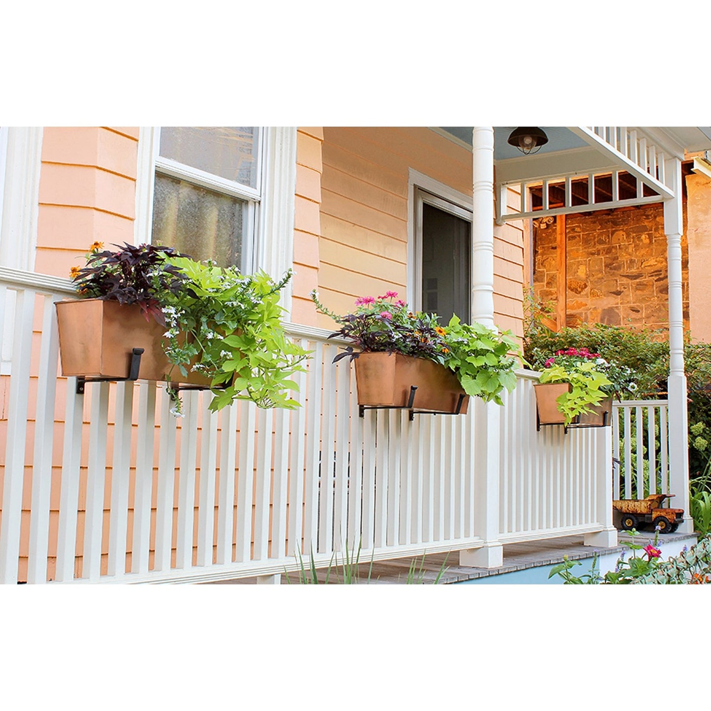 ACHLA Medium Plain Flower Box | Copper Plated Steel | Window Box & Balcony Planter | 8 x 23 x 8 in | Model C-09C