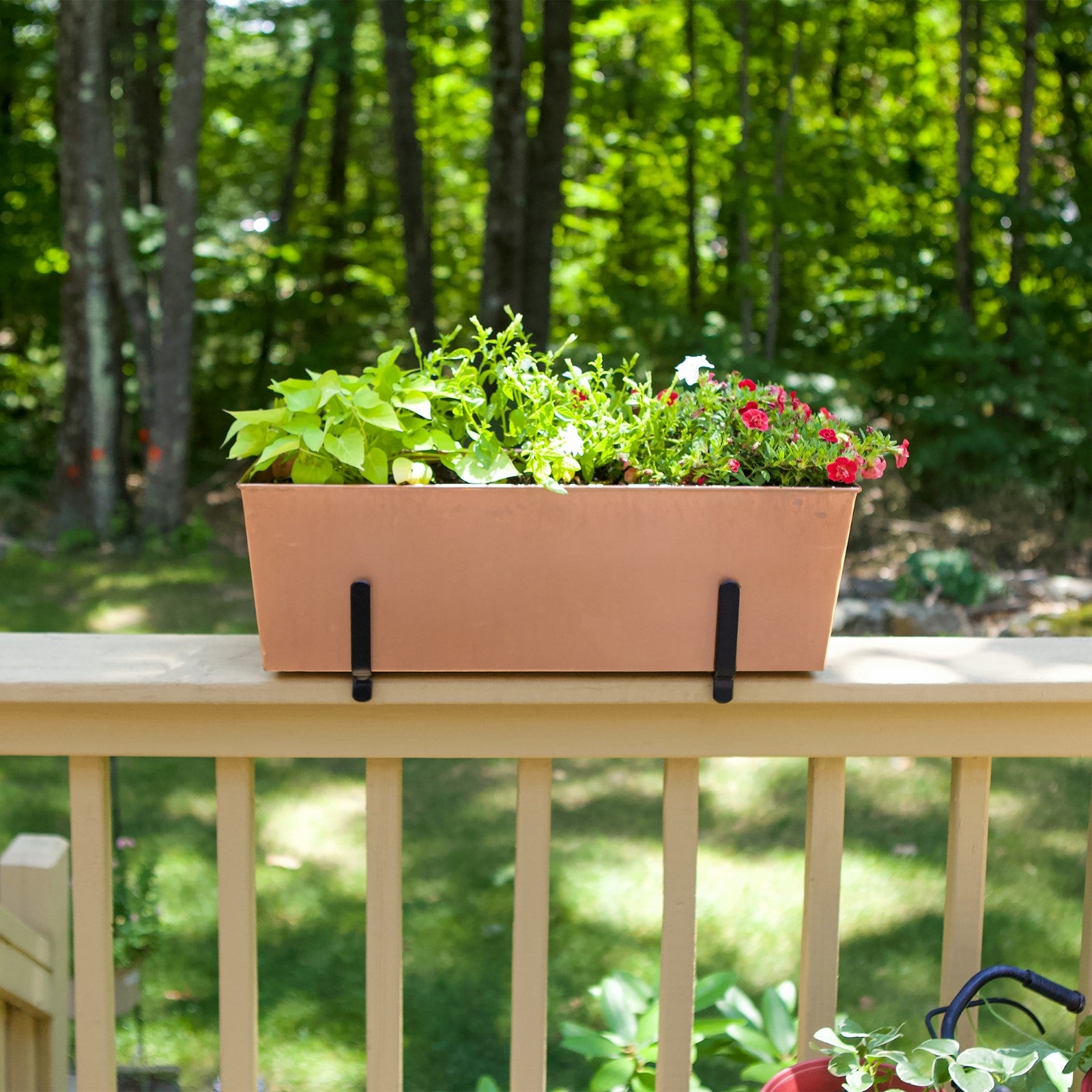 ACHLA Medium Plain Flower Box | Copper Plated Steel | Window Box & Balcony Planter | 8 x 23 x 8 in | Model C-09C