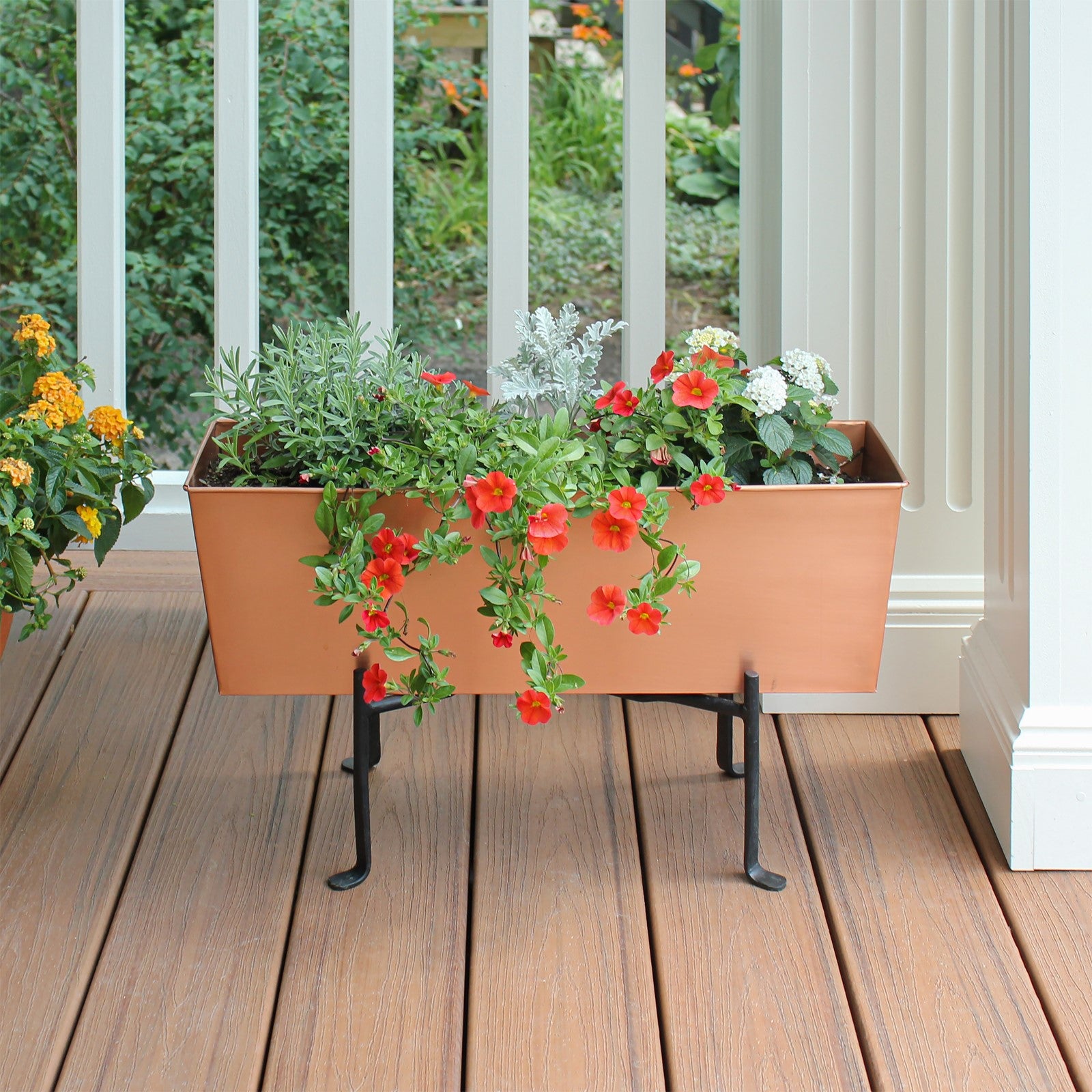 ACHLA Medium Plain Flower Box | Copper Plated Steel | Window Box & Balcony Planter | 8 x 23 x 8 in | Model C-09C
